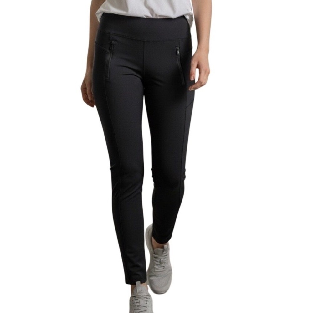 Athleta Stellar Tight Black‎ Pants Women's S Zipper Pockets Athletic Knit